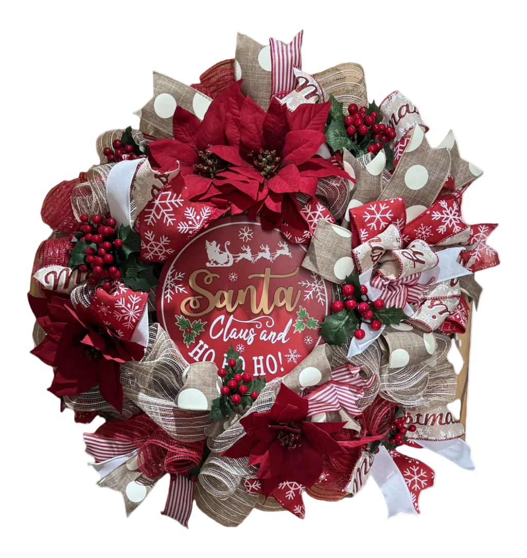 "Santa Claus & Ho Ho Ho" Christmas Wreath image 0