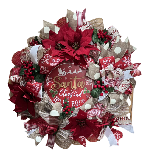 "Santa Claus & Ho Ho Ho" Christmas Wreath image 0