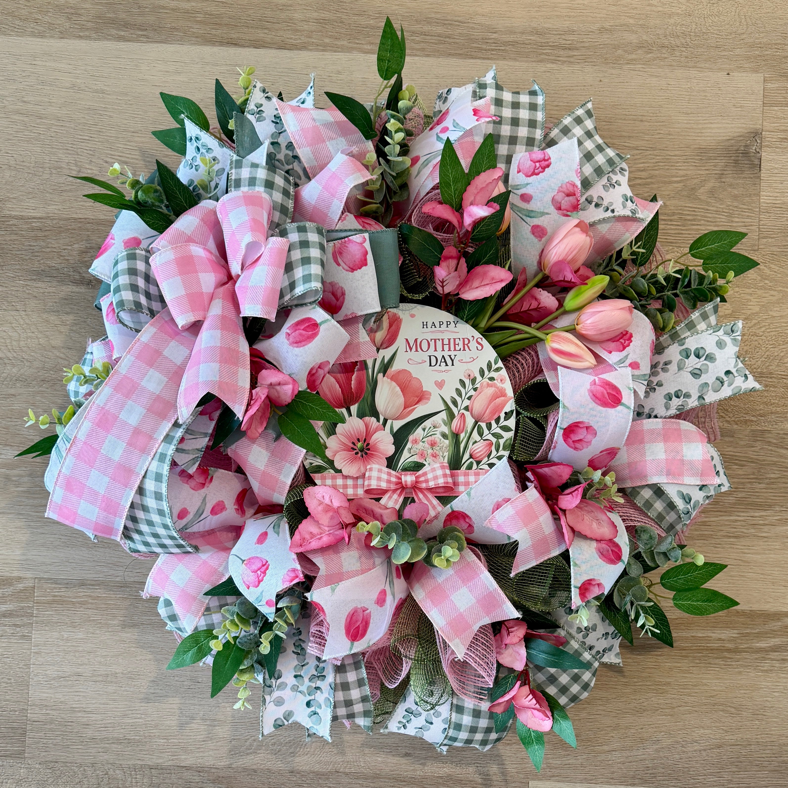 Pink Tulip Mother's Day Wreath image 0