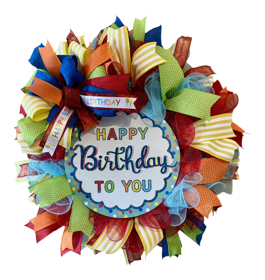Bright Happy Birthday Wreath